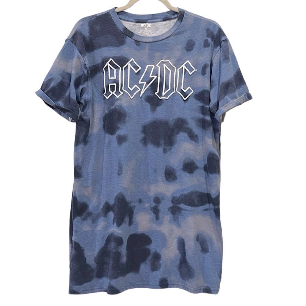 AC/DC Rock Tie Dye T-shirt Sexy Mini Dress Medium​​​​​​​